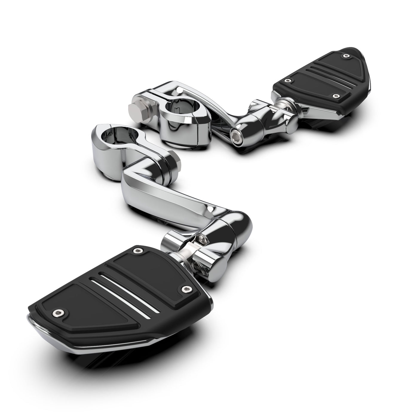 Hingeless Engine Guard Clamps / Highway Peg Mounts With Twin Rail Footrest