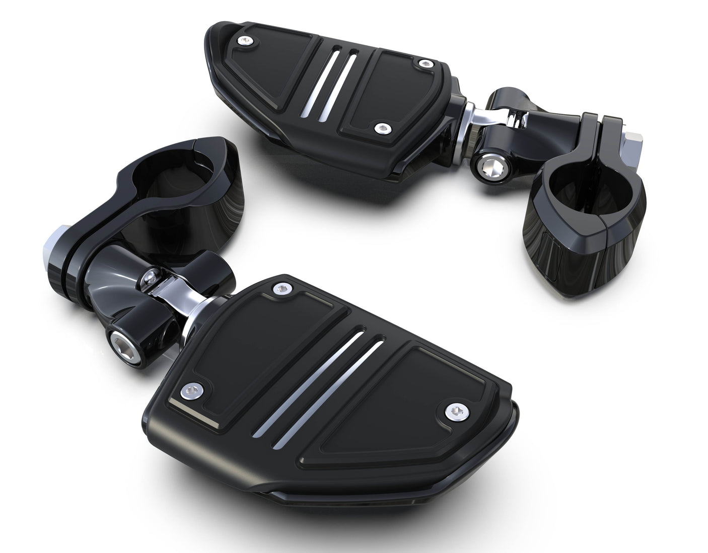 Hingeless Engine Guard Clamps / Highway Peg Mounts With Footrest