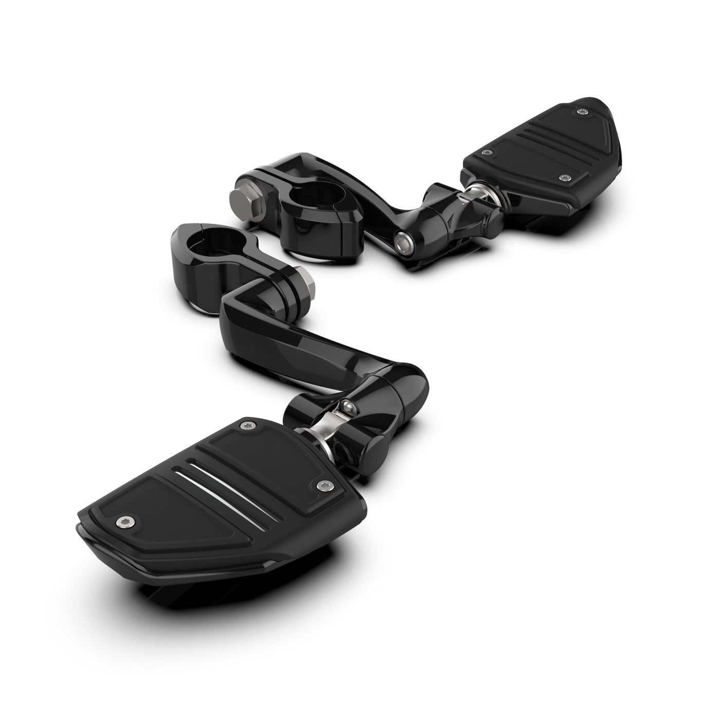 Hingeless Engine Guard Clamps / Highway Peg Mounts With Twin Rail Footrest