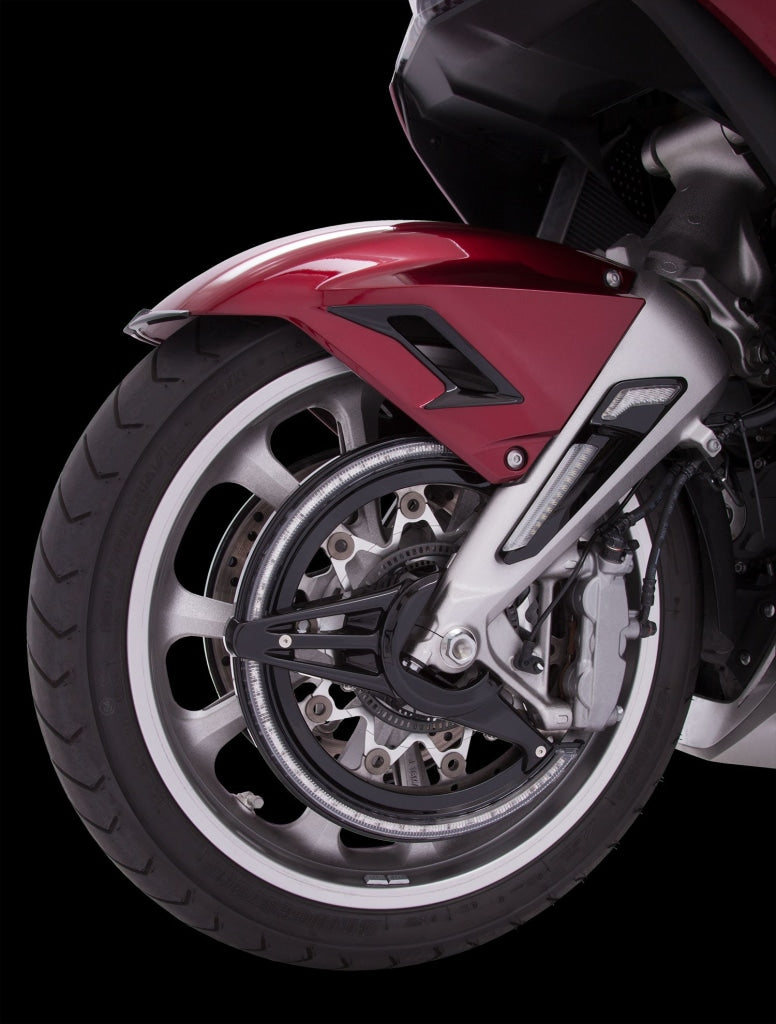 Chrome Brake Rotor Covers With Red LED Ring Of Fire For Honda Goldwing GL1800 (2001-2017) & F6B (2013-2017)
